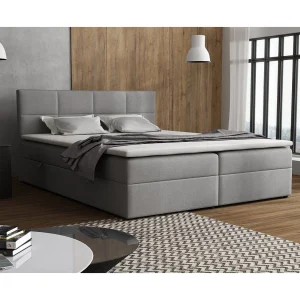 Boxspringbed Betty met 2 bedbakken, gestoffeerd bed Afmetingen: 140×200, kleur: grijs, veloursstof, tweepersoonsbed met Bonell-matras incl. topper Boxspringbed Betty met 2 bedbakken, gestoffeerd bed Afmetingen: 140×200, kleur: grijs, veloursstof, tweepersoonsbed met Bonell-matras incl. topper