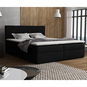 Boxspringbed Betty met 2 bedbakken, gestoffeerd bed Afmetingen: 140×200, kleur: zwart, veloursstof, tweepersoonsbed met Bonell-matras incl. topper Boxspringbed Betty met 2 bedbakken, gestoffeerd bed Afmetingen: 140×200, kleur: zwart, veloursstof, tweepersoonsbed met Bonell-matras incl. topper