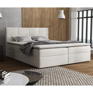 Boxspringbed Betty met 2 bedbakken, gestoffeerd bed Afmetingen: 140×200, kleur: beige, veloursstof, tweepersoonsbed met Bonell-matras incl. topper Boxspringbed Betty met 2 bedbakken, gestoffeerd bed Afmetingen: 140×200, kleur: beige, veloursstof, tweepersoonsbed met Bonell-matras incl. topper