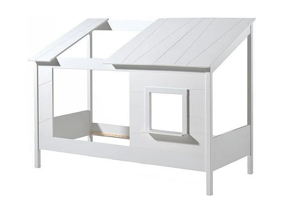 Cabinebed 90x200 cm massief wit grenen met Paraderaam
