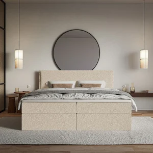 Boxspringbed 140×200 cm met topper en opbergruimte – chenille – lichtbeige – SOFTIE Boxspringbed 140×200 cm met topper en opbergruimte – chenille – lichtbeige – SOFTIE