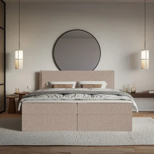 Boxspringbed 160×200 cm met topper en opbergruimte – chenille – donkerbeige – SOFTIE Boxspringbed 160×200 cm met topper en opbergruimte – chenille – donkerbeige – SOFTIE