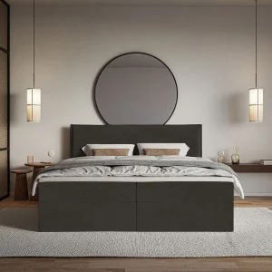 Boxspringbed 140×200 cm met topper en opbergruimte – waterafstotend velours – donkergroen – SOFTIE Boxspringbed 140×200 cm met topper en opbergruimte – waterafstotend velours – donkergroen – SOFTIE