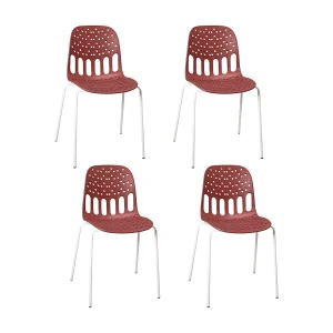 Design Keukenstoelen, Set van 4, opstapbaar, metalen, poot KIO (Rood-Wit)