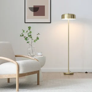 Gouden messing vloerlamp D.36 x H.150 cm – CATAVI Gouden messing vloerlamp D.36 x H.150 cm – CATAVI