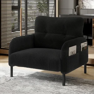 Comfortabele fluwelen fauteuil met armleuningen zijvakken stevige structuur meerdere delen woonkamer slaapkamer kantoor zwart Comfortabele fluwelen fauteuil met armleuningen zijvakken stevige structuur meerdere delen woonkamer slaapkamer kantoor zwart