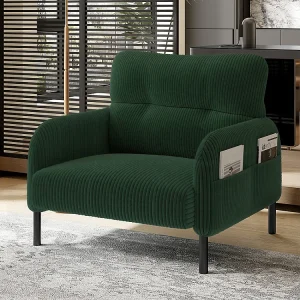 Comfortabele fluwelen fauteuil met armleuningen zijvakken stevige structuur meerdere delen woonkamer slaapkamer kantoor smaragdgroen Comfortabele fluwelen fauteuil met armleuningen zijvakken stevige structuur meerdere delen woonkamer slaapkamer kantoor smaragdgroen