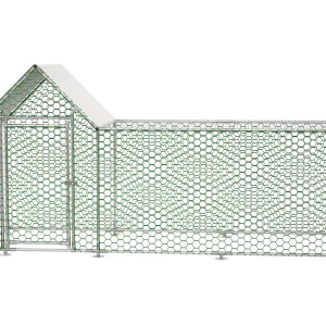Buitenverblijf voor pluimvee, metaal, waterdicht PE-zeil, slot, zilver (300x100x150cm) Buitenverblijf voor pluimvee, metaal, waterdicht PE-zeil, slot, zilver (300x100x150cm)