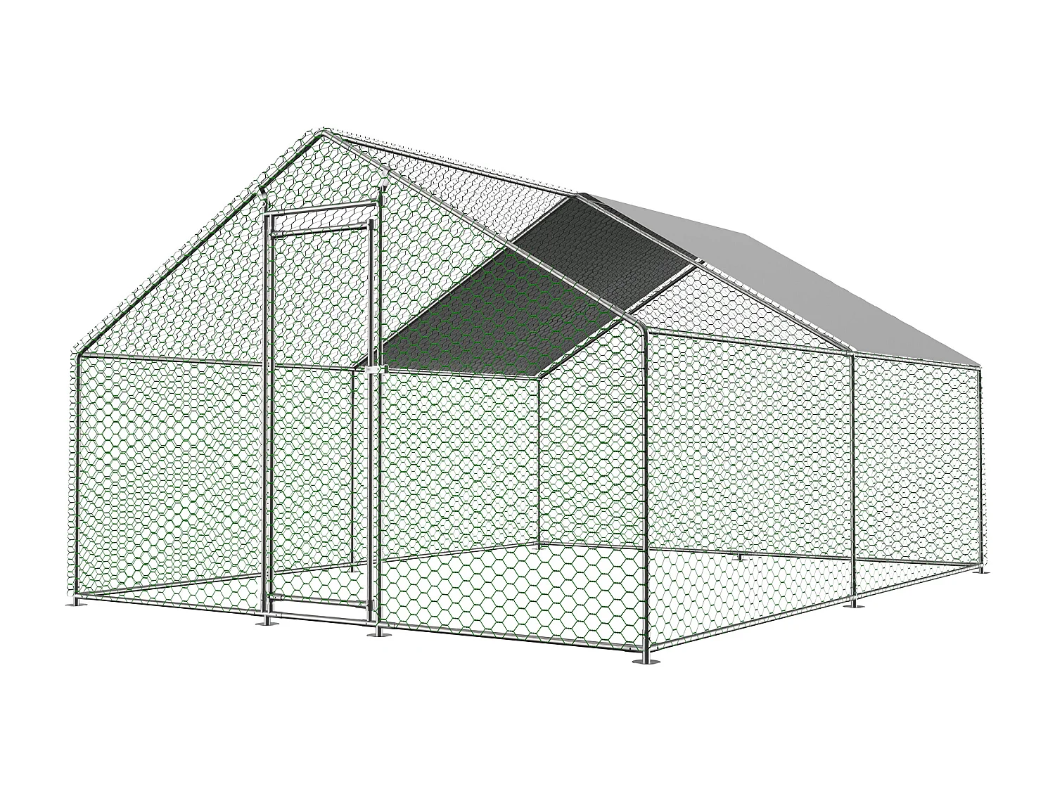 Buitenverblijf voor pluimvee/dieren, metaal, waterdicht PE-zeil, slot, zilver (300x400x200cm)