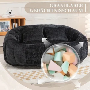 Comfortabele zitzakbank, ergonomisch design, zwarte chenille, met hoge rugleuning (150x95x63cm) Comfortabele zitzakbank, ergonomisch design, zwarte chenille, met hoge rugleuning (150x95x63cm)