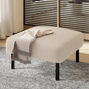 Corduroy poef met metalen frame, modern design, ultrazacht comfort, beige (60x56x18 cm) Corduroy poef met metalen frame, modern design, ultrazacht comfort, beige (60x56x18 cm)