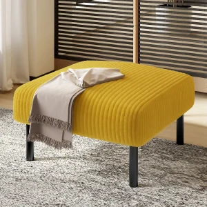 Corduroy poef, modern design, metaal en schuim, geel, veelzijdig (56x51x39cm) Corduroy poef, modern design, metaal en schuim, geel, veelzijdig (56x51x39cm)