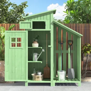 Compacte tuinberging met planken, massief hout, groen, ideaal voor kleine ruimtes (124x46x174 cm)