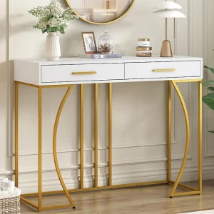 Console met 2 lades – moderne stijl – Wit & Goud Console met 2 lades – moderne stijl – Wit & Goud