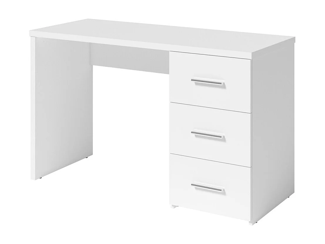 Bureau LUNIS wit - 3 grote lades - Minimalistisch ontwerp en ruime opbergruimte