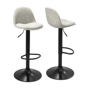 Design Keuken Barkrukken SIG+ – Set van 2 Verstelbare Barstoelen (stof Grijs)