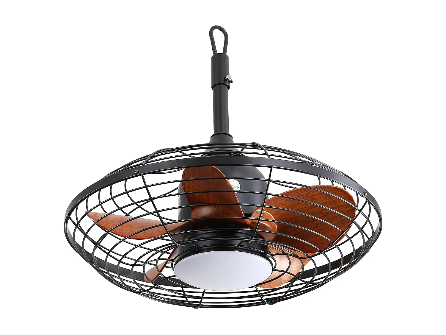 Buitenplafondventilator met LED, 20 inch, DC-motor, 5 ABS-bladen, zwart, hangende montage (50,8 x 50,8 x 47,5 cm)