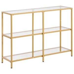 Consoletafel SucceBuy van Glas met 3 Niveaus, Moderne Bijzettafel met Geharde Glas Platen, IJzeren Structuur, Ideaal voor Hal Consoletafel SucceBuy van Glas met 3 Niveaus, Moderne Bijzettafel met Geharde Glas Platen, IJzeren Structuur, Ideaal voor Hal