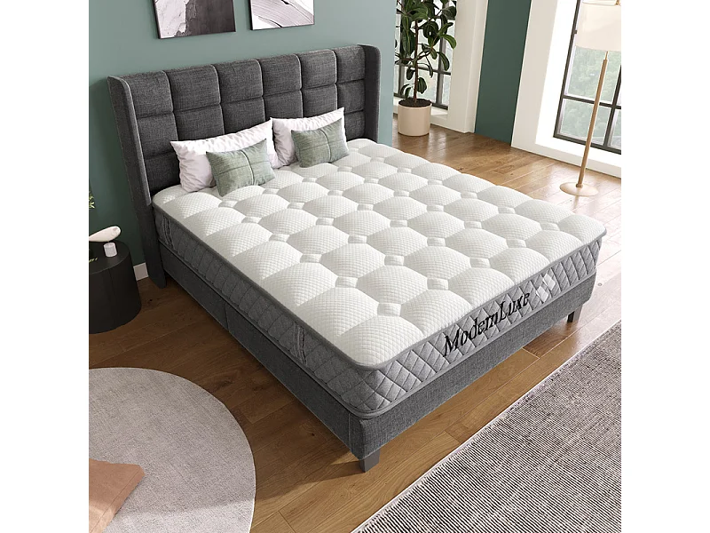 Brandwerende orthopedische matras van 180x200 cm met 4 handgrepen, OEKO-TEX®, dikte 20 cm, ademend, 7 zones pocketveringzones