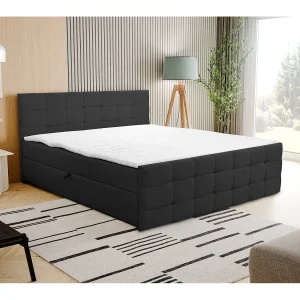 Boxspringbed NATALIE met 2 bedbakken, gestoffeerd bed Afmetingen: 140×200, kleur: zwart, veloursstof, tweepersoonsbed met Bonell-matras incl. topper Boxspringbed NATALIE met 2 bedbakken, gestoffeerd bed Afmetingen: 140×200, kleur: zwart, veloursstof, tweepersoonsbed met Bonell-matras incl. topper