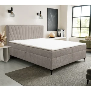 Boxspringbed Cimone met 2 bedbakken, gestoffeerd bed Afmetingen: 140×200 cm, kleur: lichtbruin, veloursstof, tweepersoonsbed met Bonell-matras incl. topper Boxspringbed Cimone met 2 bedbakken, gestoffeerd bed Afmetingen: 140×200 cm, kleur: lichtbruin, veloursstof, tweepersoonsbed met Bonell-matras incl. topper