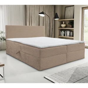 Boxspringbed Tilly met 2 bedbakken, gestoffeerd bed Afmetingen: 140×200, kleur: bruin, corduroy, tweepersoonsbed met Bonell-matras incl. topper Boxspringbed Tilly met 2 bedbakken, gestoffeerd bed Afmetingen: 140×200, kleur: bruin, corduroy, tweepersoonsbed met Bonell-matras incl. topper