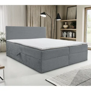 Boxspringbed Tilly met 2 bedbakken, gestoffeerd bed Afmetingen: 140×200, kleur: grijs, corduroy, tweepersoonsbed met Bonell-matras incl. topper Boxspringbed Tilly met 2 bedbakken, gestoffeerd bed Afmetingen: 140×200, kleur: grijs, corduroy, tweepersoonsbed met Bonell-matras incl. topper