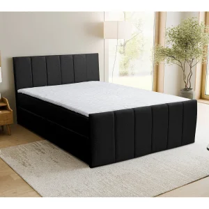 Boxspringbed CLAUDINE met 2 bedbakken, gestoffeerd bed Afmetingen: 180×200, kleur: zwart, veloursstof, tweepersoonsbed met Bonell-matras incl. topper Boxspringbed CLAUDINE met 2 bedbakken, gestoffeerd bed Afmetingen: 180×200, kleur: zwart, veloursstof, tweepersoonsbed met Bonell-matras incl. topper