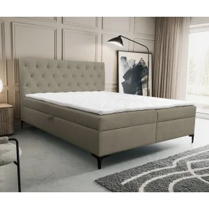 Boxspringbed Calipso met 2 bedbakken, gestoffeerd bed Afmetingen: 160×200, kleur: bruin, veloursstof, tweepersoonsbed met Bonell-matras incl. topper