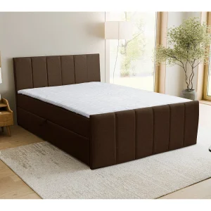 Boxspringbed CLAUDINE met 2 bedbakken, gestoffeerd bed Afmetingen: 180×200, kleur: bruin, veloursstof, tweepersoonsbed met Bonell-matras incl. topper Boxspringbed CLAUDINE met 2 bedbakken, gestoffeerd bed Afmetingen: 180×200, kleur: bruin, veloursstof, tweepersoonsbed met Bonell-matras incl. topper