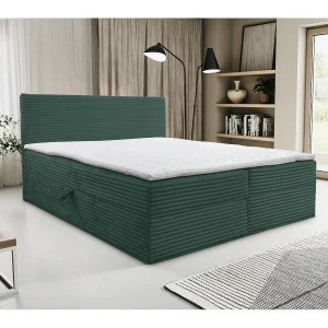 Boxspringbed Tilly met 2 bedbakken, gestoffeerd bed Afmetingen: 160×200, kleur: groen, corduroy, tweepersoonsbed met Bonell-matras incl. topper Boxspringbed Tilly met 2 bedbakken, gestoffeerd bed Afmetingen: 160×200, kleur: groen, corduroy, tweepersoonsbed met Bonell-matras incl. topper