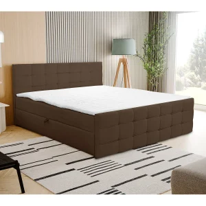 Boxspringbed NATALIE met 2 bedbakken, gestoffeerd bed Afmetingen: 140×200, kleur: bruin, veloursstof, tweepersoonsbed met Bonell-matras incl. topper Boxspringbed NATALIE met 2 bedbakken, gestoffeerd bed Afmetingen: 140×200, kleur: bruin, veloursstof, tweepersoonsbed met Bonell-matras incl. topper