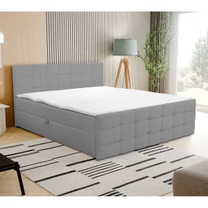 Boxspringbed NATALIE met 2 bedbakken, gestoffeerd bed Afmetingen: 180×200, kleur: grijs, veloursstof, tweepersoonsbed met Bonell-matras incl. topper Boxspringbed NATALIE met 2 bedbakken, gestoffeerd bed Afmetingen: 180×200, kleur: grijs, veloursstof, tweepersoonsbed met Bonell-matras incl. topper