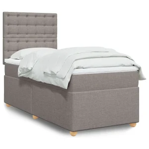 Boxspring met matras stof taupe 80×200 cm Boxspring met matras stof taupe 80×200 cm