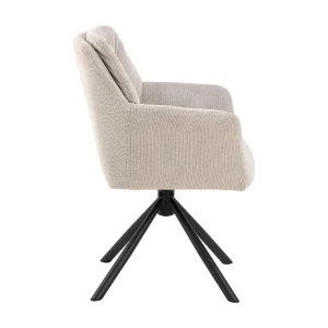 Cayman eetkamerstoel met armleuning stof beige. Cayman eetkamerstoel met armleuning stof beige.