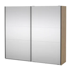Como schuifdeurkast 2 deuren met spiegel 245x220cm eikdecor. Como schuifdeurkast 2 deuren met spiegel 245x220cm eikdecor.