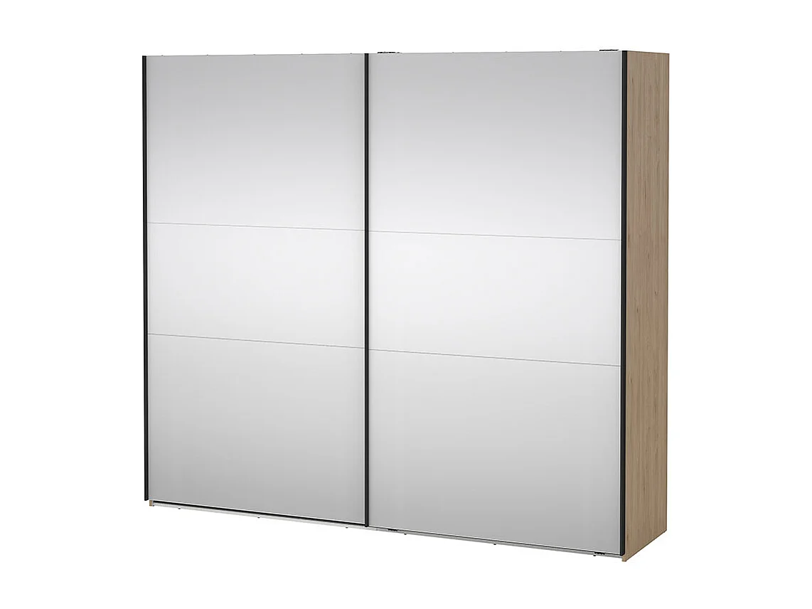 Como schuifdeurkast 2 deuren met spiegel 245x220cm eikdecor.