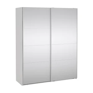 Catania schuifdeurkast 2 deuren met spiegel 180x220cm wit.