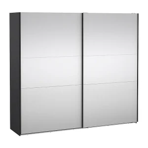 Como schuifdeurkast 2 deuren met spiegel 245x220cm mat grijs. Como schuifdeurkast 2 deuren met spiegel 245x220cm mat grijs.