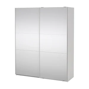 Como schuifdeurkast 2 deuren met spiegel 180x220cm wit. Como schuifdeurkast 2 deuren met spiegel 180x220cm wit.