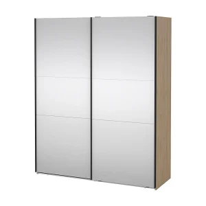 Como schuifdeurkast 2 deuren met spiegel 180x220cm eikdecor. Como schuifdeurkast 2 deuren met spiegel 180x220cm eikdecor.