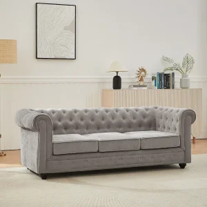 Grijze stoffen 3-zitsbank CHESTERFIELD Grijze stoffen 3-zitsbank CHESTERFIELD