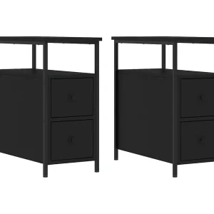 Chase City Nachtkastjes 2 st 30x60x60 cm bewerkt hout zwart Chase City Nachtkastjes 2 st 30x60x60 cm bewerkt hout zwart