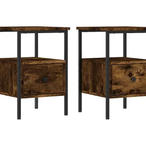 Broadlands Nachtkastjes 2 st 34x36x50 cm bewerkt hout gerookt eikenkleurig Broadlands Nachtkastjes 2 st 34x36x50 cm bewerkt hout gerookt eikenkleurig