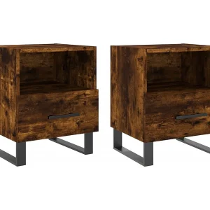 Bruni Nachtkastjes 2 st 40x35x47,5 cm bewerkt hout gerookt eikenkleur Bruni Nachtkastjes 2 st 40x35x47,5 cm bewerkt hout gerookt eikenkleur
