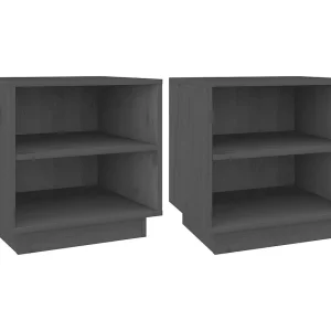 Decatur  Nachtkastjes 2 st 40x34x40 cm massief grenenhout grijs