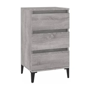Darby  Nachtkastje 40x35x70 cm bewerkt hout grijs sonoma eikenkleurig
