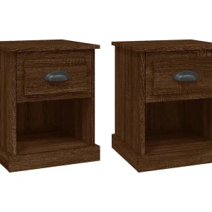 Cicero  Nachtkastjes 2 st 39x39x47,5 cm bewerkt hout bruin eikenkleur