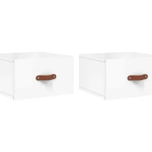 Brackettville  Nachtkastjes 2 st wandgemonteerd 35x35x20 cm hoogglans wit