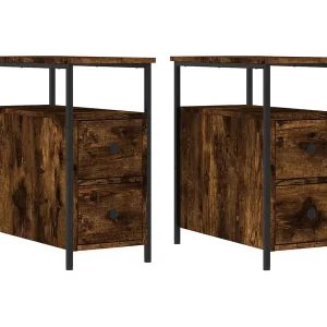 Chase City Nachtkastjes 2 st 30x60x60 cm bewerkt hout gerookt eikenkleurig Chase City Nachtkastjes 2 st 30x60x60 cm bewerkt hout gerookt eikenkleurig